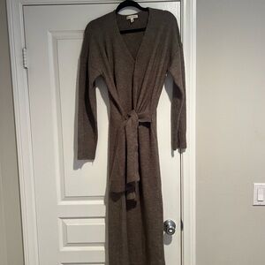 Brown Long Cardigan with Belt